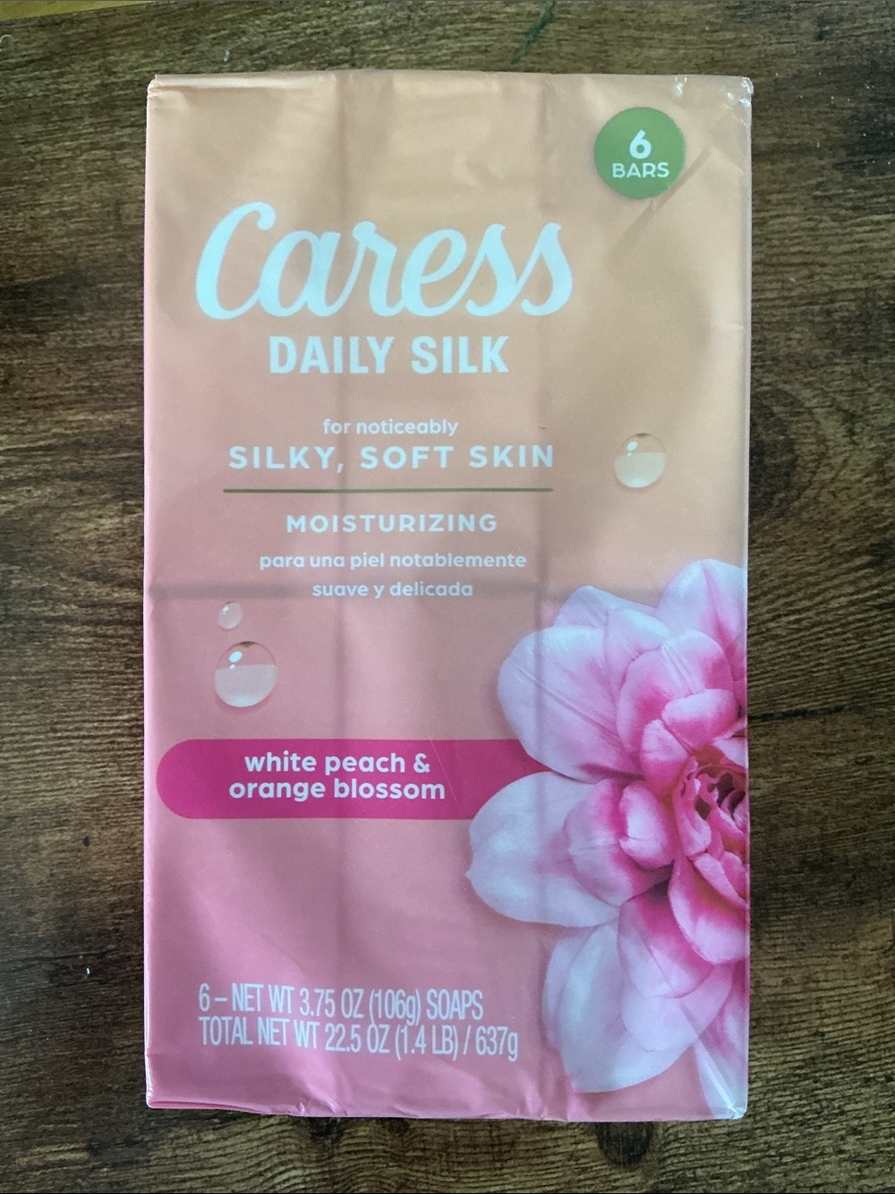 Sealed Caress Daily Silk White‎ Peach Orange Blossom Moisturizing Soap 6 Bars